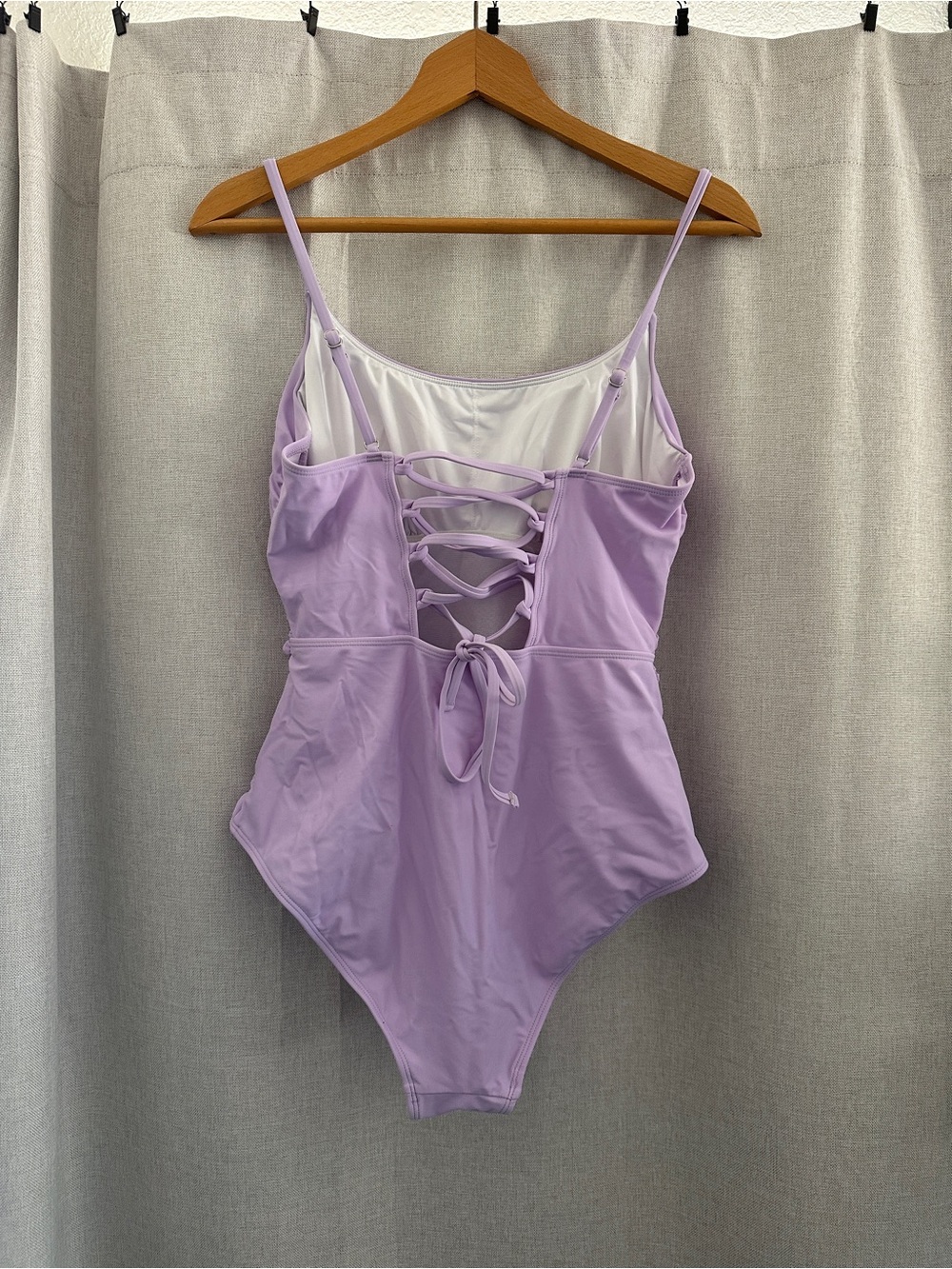 Women’s Lilac One-Piece Swimsuit with Back Lace-Up